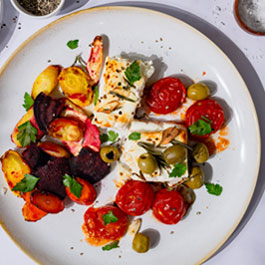 Baked feta & root veggies