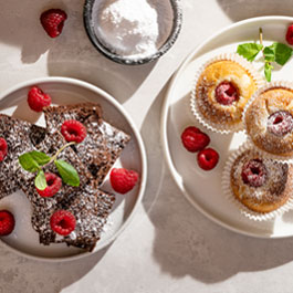 Raspberry muffins and raspberry brownies